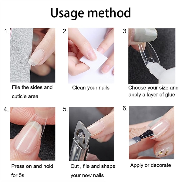 Falska nagelspetsar - Akryl nagelspetsar 500PCS Full Cover Fake