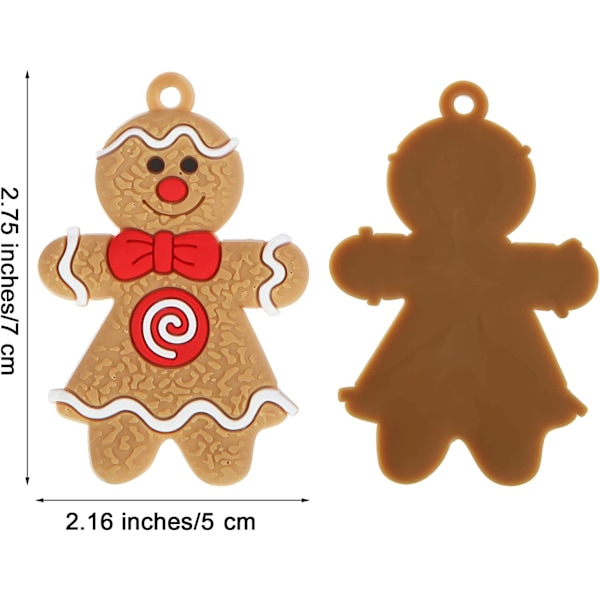 Traditionella Dekorations Mini Pepparkaks Julgransprydnader, 24 Delar Flerfärgade Blandade Pepparkaksfigurer för DIY Dekor, Mjuk PVC Gummi
