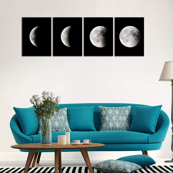 Moderne lerretstrykk Stretched Kunstverk Abstrakt Rom Svart og