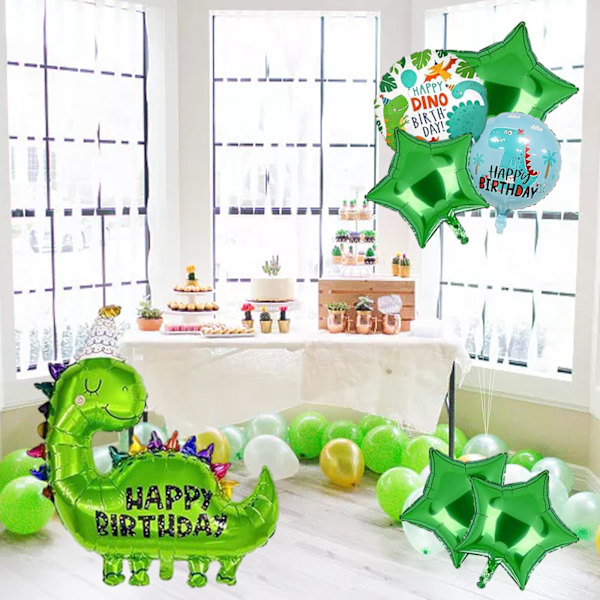 7-delt dinosaur stjerne fødselsdag ballon sæt