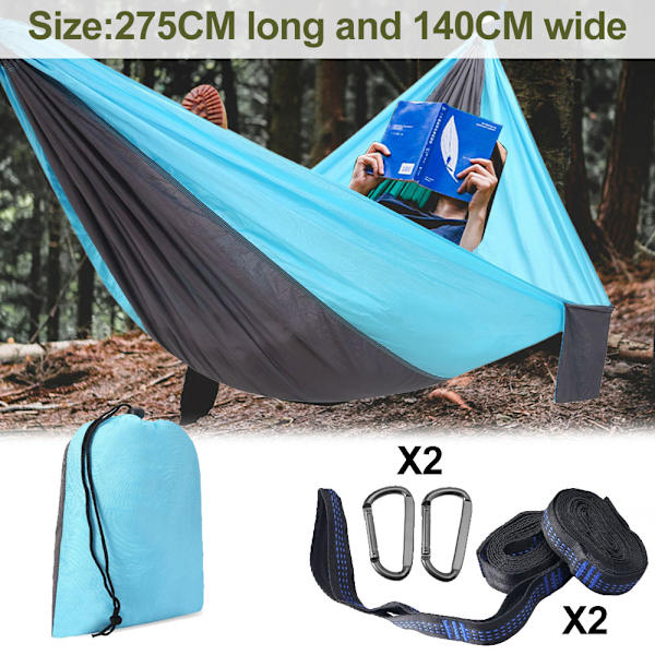 210t nylon spinning ultralätt utomhus hängmatta, camping singel och dubbel andningsbar rep hängmatta