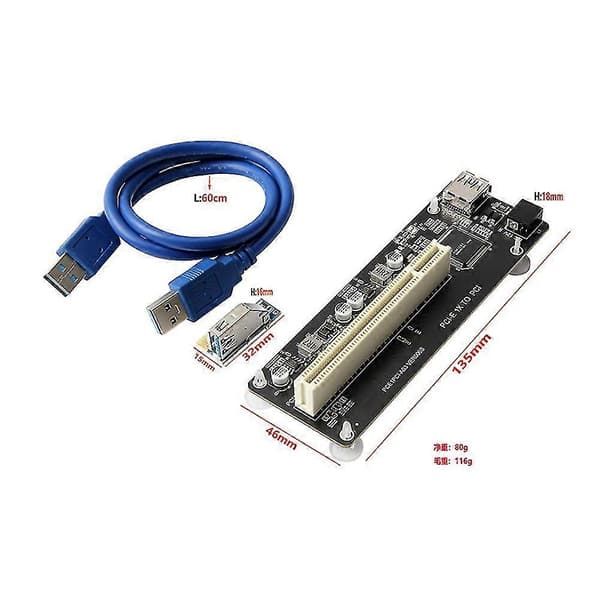 Pcie Pci-e Pci X1 Til Pci Riser Kort Bus Kort Høj Effektivitet Adapter Konverter Usb 3.0 Kabel Til Des