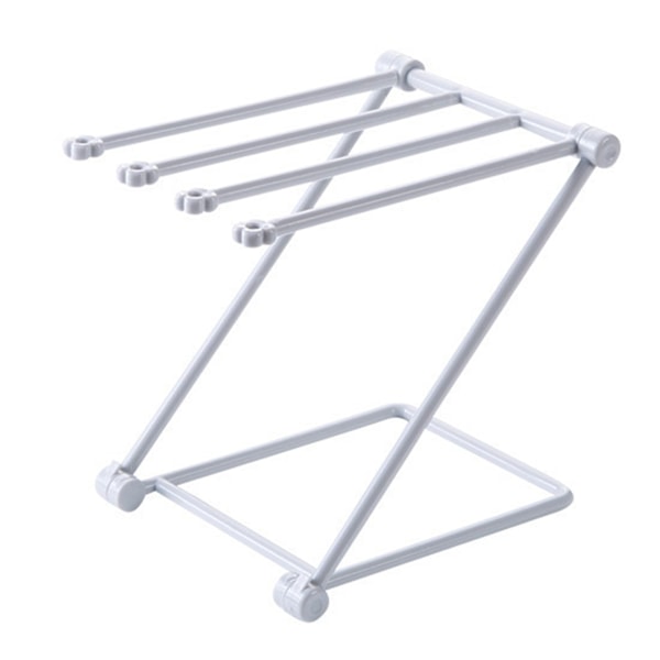 Oppvaskklut Holder 4 Stangs Design Foldbar Justerbar Vertikal Oppvaskhåndkle Stativ for Kjøkken Husholdning Grå