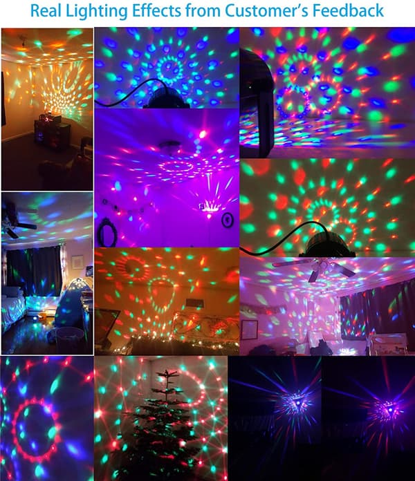 Ääniohjattava diskopallo, 360° pyörivät diskopallovärit