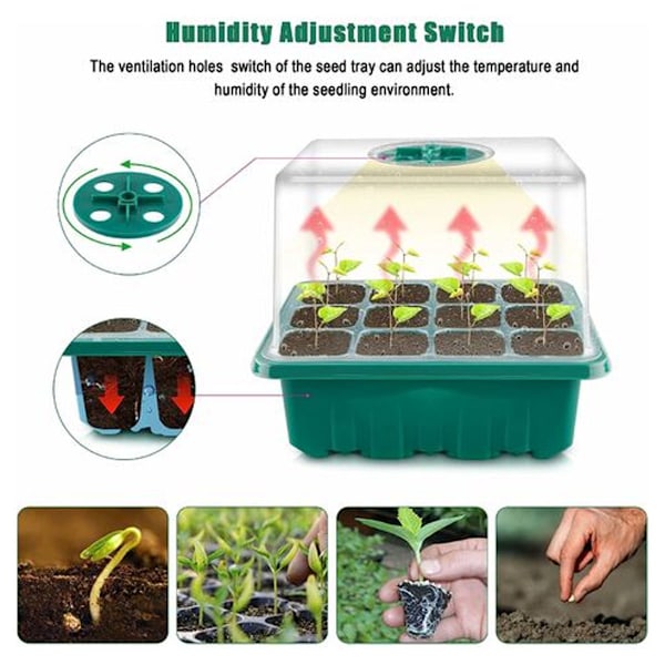 Seedling Oasis: Intelligent Fröstartkit, Fullspektrum LED Växtlampa För Förbättrad Tillväxt, Justerbar Ljusstyrka & Förhöjd Lockdesign, 5 st