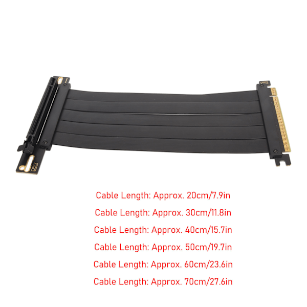 PCIE 4.0 X16 Riserkabel Høyhastighets Fleksibel Forlengelseskort Utvidelsesport 90 Grader GPU Forlengelseskabel for RTX 4090 Svart 40cm / 15.7in