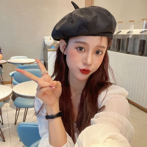 Dame Beret Hat Beret Fransk Sort Beret Kunstner Beret Hue