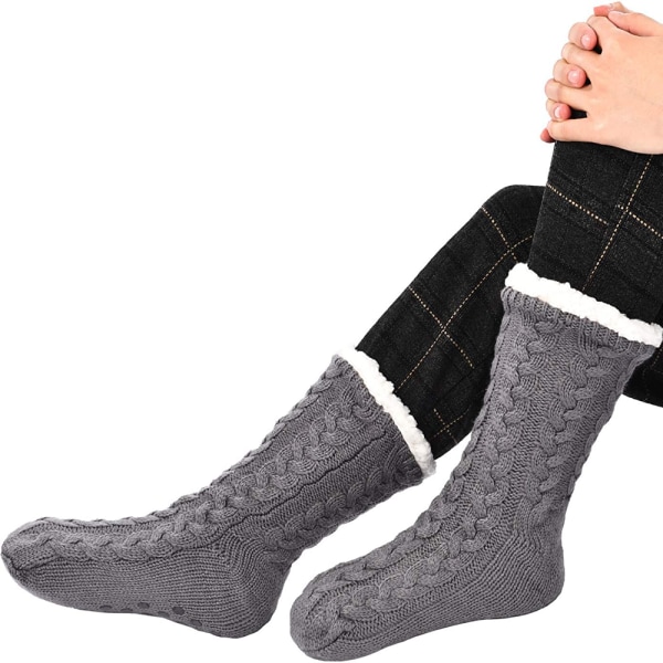2 Par Dame Varme Slippersokker Jule Fuzzy Sokker Fleeceforet Antislip Slippersokker, One Size