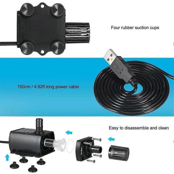 DC5V Mini Børsteløs USB Akvarium Fisketank Dam Fontene Nedsenkbar Vannpumpe