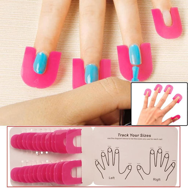 26PCS Återanvändbara mjuka plast nagellack stenciler med 10 storlekar