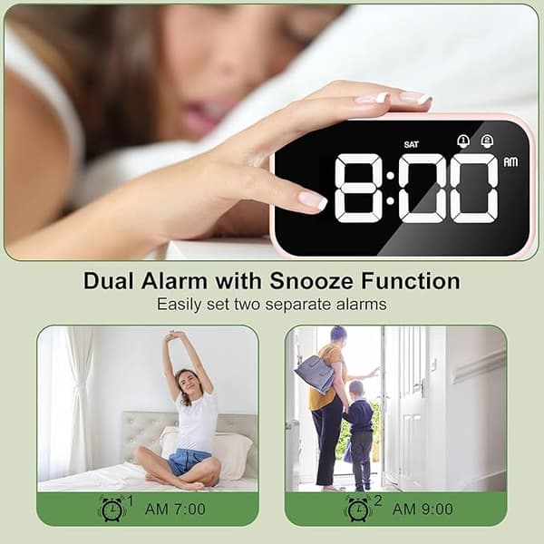 LED digital väckarklocka med snooze-funktion, 2 larm, 12/24H U
