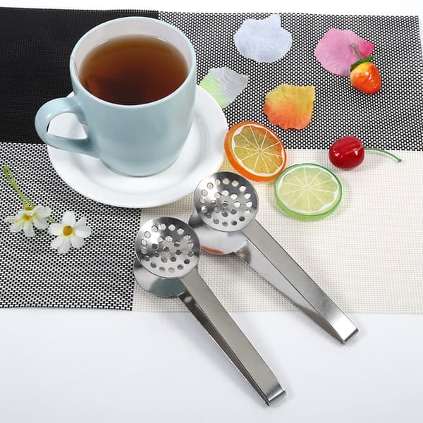 Teespressare i rostfritt stål, ergonomisk tepåseklämma med solid platta för perfekt bryggning, mini lättviktsdesign, diskmaskinsäkra tänger för
