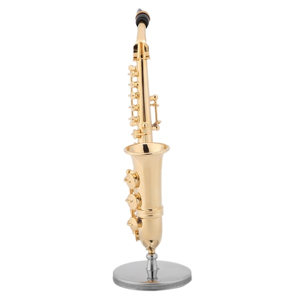 Kvalitetshantverk, Utsökt Utförande Miniatyr Musikinstrument, Metallkonstruktion Guldpläterad Altsaxofonmodell för Bokhylla Skrivbord
