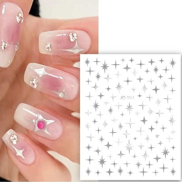 6 ark nagelklistermärken, självhäftande nail art, stjärna gör-det-själv-manikyrdekorationer för kvinnor, flickor
