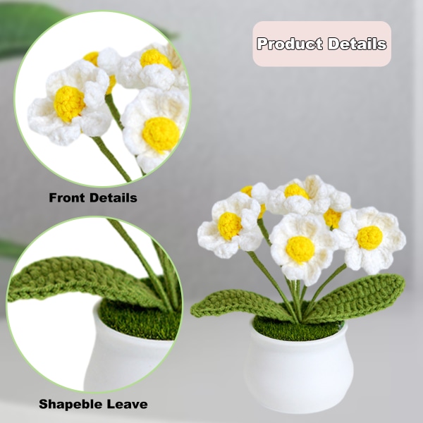 1 krukke håndlavede små daisy potteplanter hjem dekorative