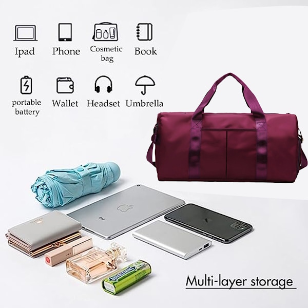 Treningsbagger for menn Vanntette duffel-vesker for helgeturer for kvinner og menn