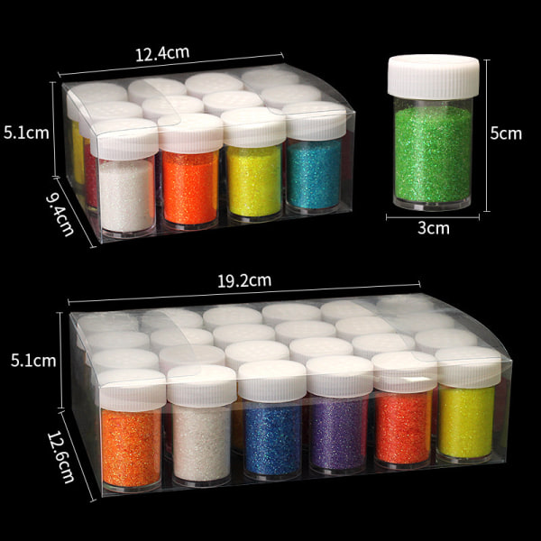 24 burkar med 17 gram vardera glitter set 24 sorters hantverksglitter