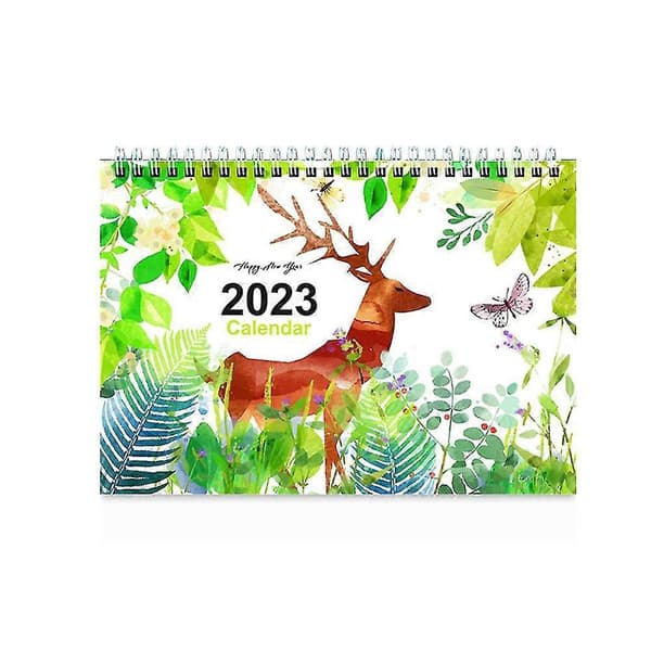2 stk. skrivebordskalender, 12 måneder, stående, med blokk