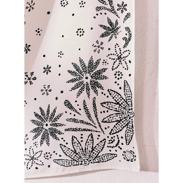 Boheme-vægtæppe til væggen, Beige Hvid Blomster Vægtæppe med