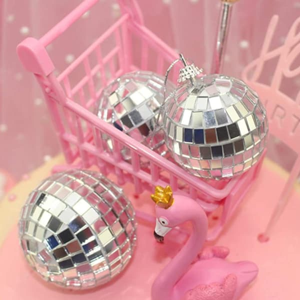 Silver Disco Reflekterande Spegel Julkulor Lätta att Hänga för Jul, Bröllop, Partydekoration