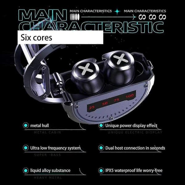 Jx60 Trådløse In-ear Bluetooth Headset Tws Gaming Digital Display Støjreducerende Hovedtelefoner Med