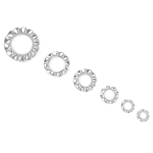 300 stk Ytre Tannsperre Stjerne Skive Rustfritt Stål Anti-Løs Pakning M2.5 M3 M4 M5 M6 M8