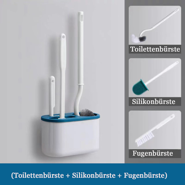 3-i-1 Toalettborstkombination, Modern Badrumstillbehör med Täta Silikonborst, Ventilationsöppningar för Snabb Torkning, Plunger utan Gummilukt för