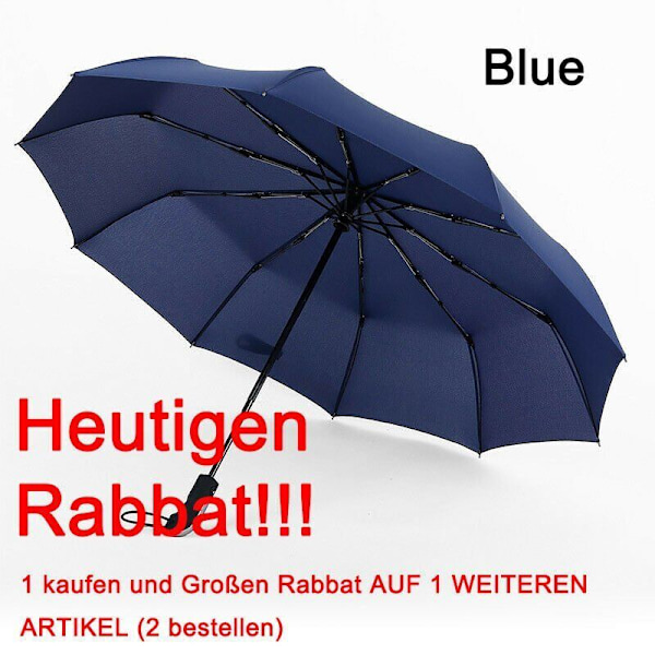 Stormssikker paraply med fuld glasfiber, automatisk, unisex, stabil, stor L-XXL