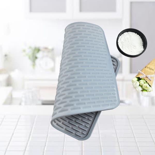 Silikon Tørkematte Sammenleggbar Asfaltmatte Grå 32,5*43cm