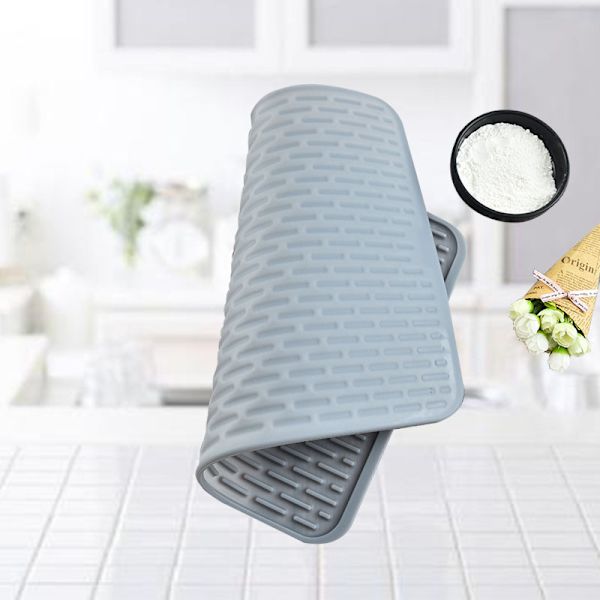 Silikone Tørremåtte Sammenklappelig Asfaltmåtte Grå 32,5*43cm