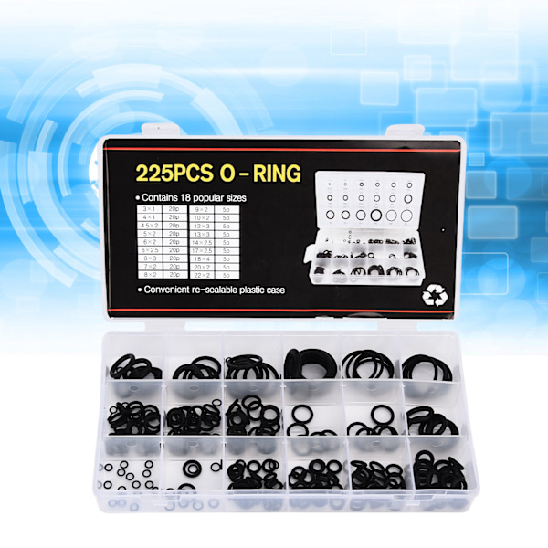 225PCS Rubber Assortment Kit O Shape Sealing Gasket Washer with Case for Power Supply Control Box225PCS