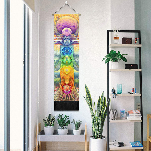 Sju Chakra Dekorativ Väggbonad Gobeläng Bohemia Tarot Fas Tassel Gobeläng Boho Art Gobelänger För Sovrum Kontor Dekor