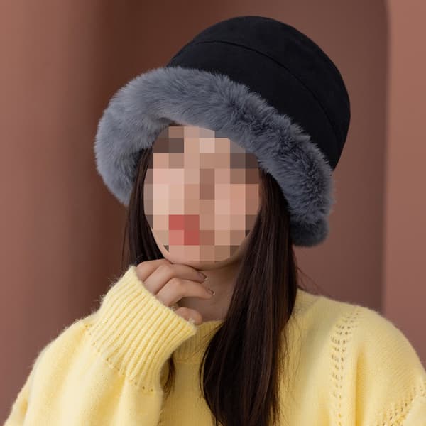 Dam Vinter Fusk Mocka Päls Bucket Hatt