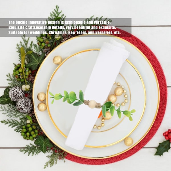 4 stk. Servietringe, Enkle Dekorative Håndlavede Blad-Blomster Servietringe til Bryllupper, Nytårspartier 6632