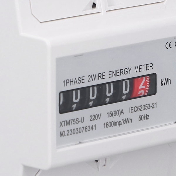 DC220V Enfase Energimåler Digital Display 4P 35mm Skinnemontering Elkraftmåler