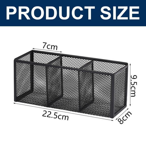 Blyantsholder, Sort Mesh Pen Organizer Opbevaringskurv med 3