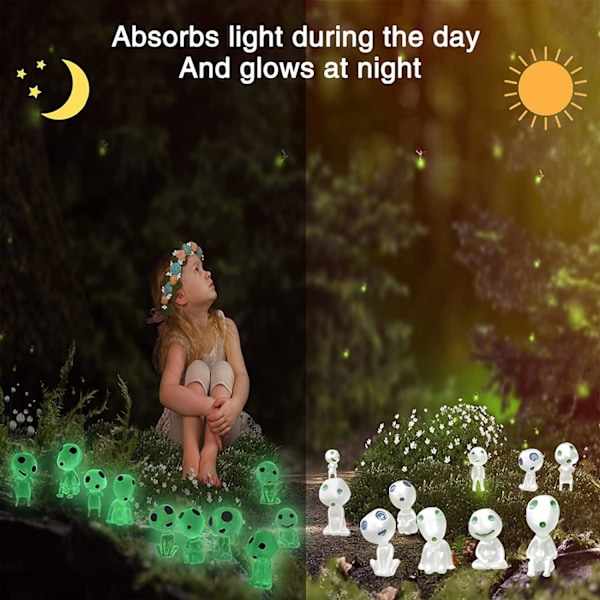 Fairy Garden Tillbehörsset, Självlysande Spökträdälvor för Utomhus Uteplats Gräsmatta Gård Dekoration, Mikro Landskap Lysande i Mörker Hartsfigurer