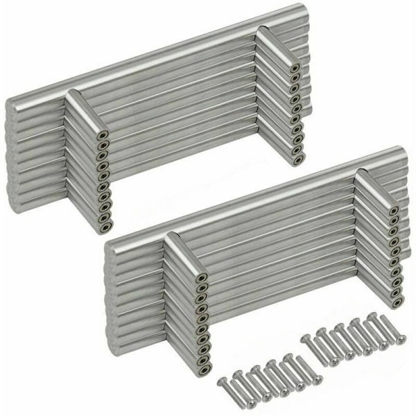 20 stk. Dørgreb T-Bar Køkken Skab Greb Rustfrit Stål - Mellemrum 64 mm