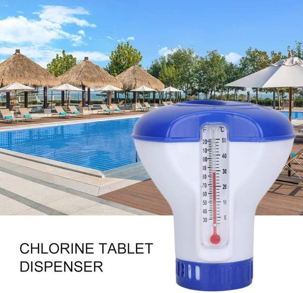 Flydende Pool Diffuser, Pool Klor Diffuser med Termometer, Automatisk Klor Diffuser til Alle og Pools,