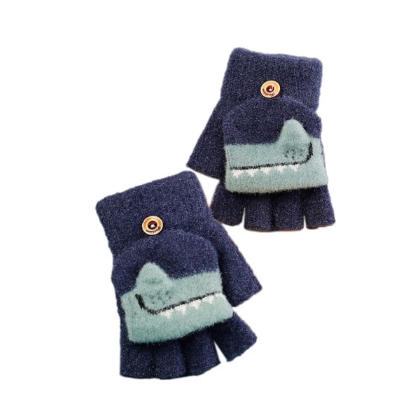 Cartoon konvertibla flip top-handskar Barn stickade