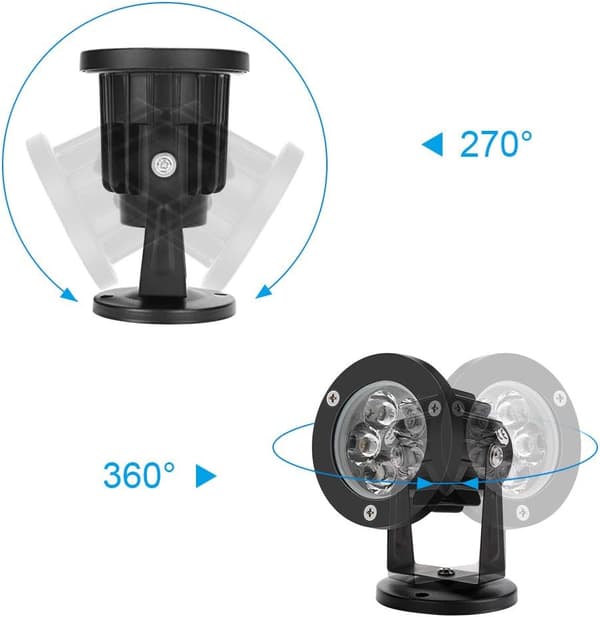 4 st Utomhuslampor med bas 10W 220V IP65 Vattentät Justerbar