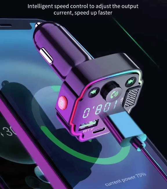 Bluetooth FM-transmitter til bil, MP3-afspiller, håndfri, PD