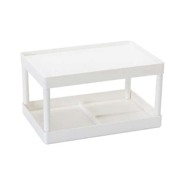 Oppbevaringshylle Multifunksjonell Dobbeltlags Plast Skrivebords Kosmetikk Småting Organizer for Hjemmet