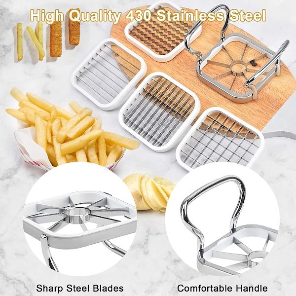 5 i 1 Chopper Grönsaksskärare Pommes Frites Skärare Manuell Potatisskärare Potatischipsmaskin Rostfritt Stål Fruktskivsvarare