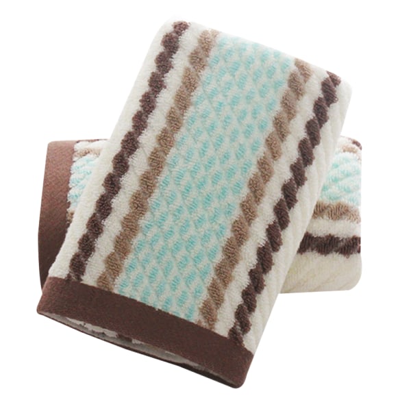 Handdukar Set med 2 randigt mönster 100 % bomull Mjukt absorberande Brown