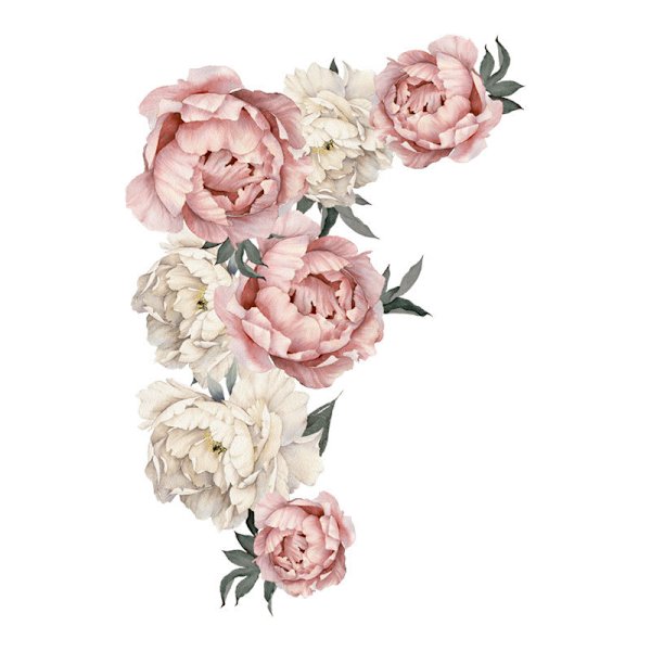 Blomsterveggdekorasjon Peony Blomster Veggklistremerker for Soverom, Peon