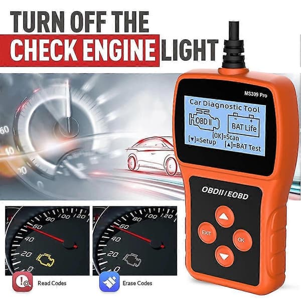 Ms309pro Obd2 Scr Bil Fejl Motor Er Yzer Med 2.4 Tommer Lcd Dis