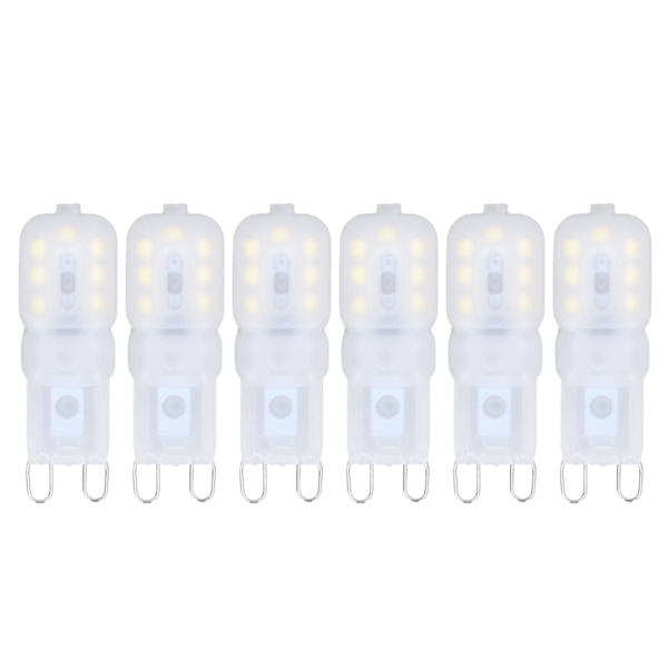 6 stk G9 LED-pærer Dimmbare 3W Energibesparende 360 Graders Lys Pære for Taklamper og Hengelamper Hvit Lys 220-240V