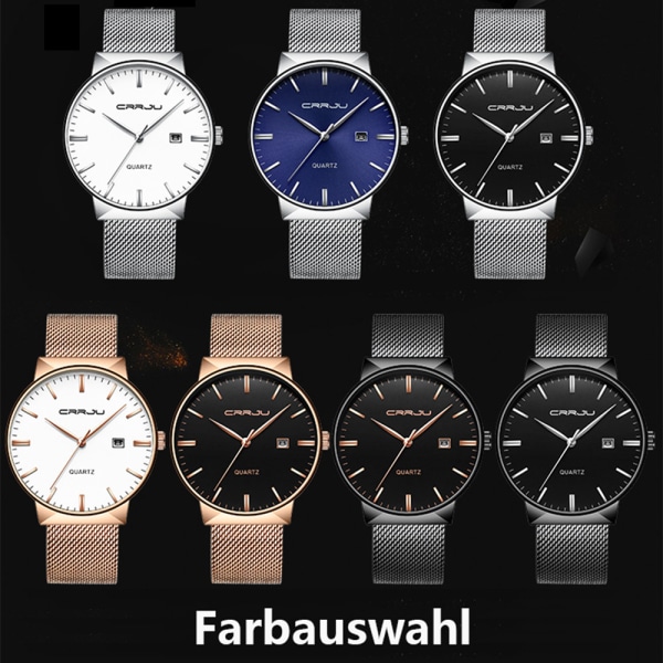 Mænds Ur Ultra Tyndt Vandtæt Armbåndsur Mænd Mode med Sort Rustfrit Stål Rem Mesh Analog Kvarts Business Mænd Ure