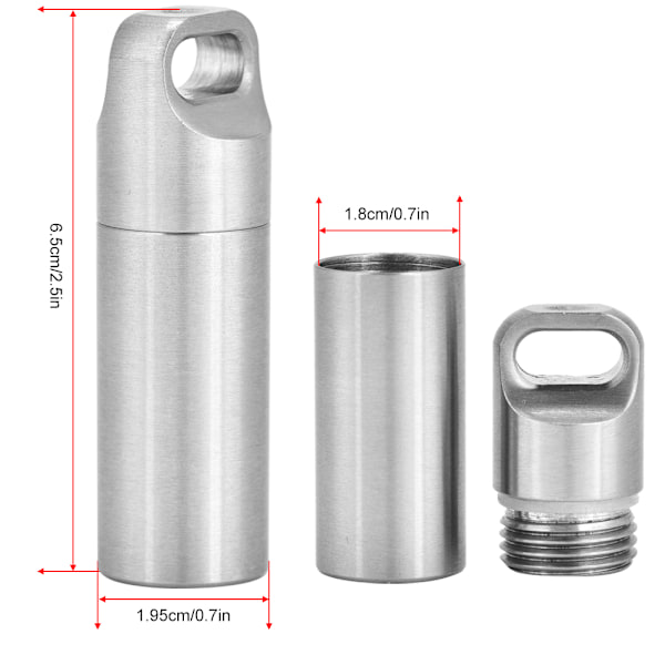 Vandafvisende Pilleboks i Rustfrit Stål Medicinbeholder til Udendørs Camping (L)